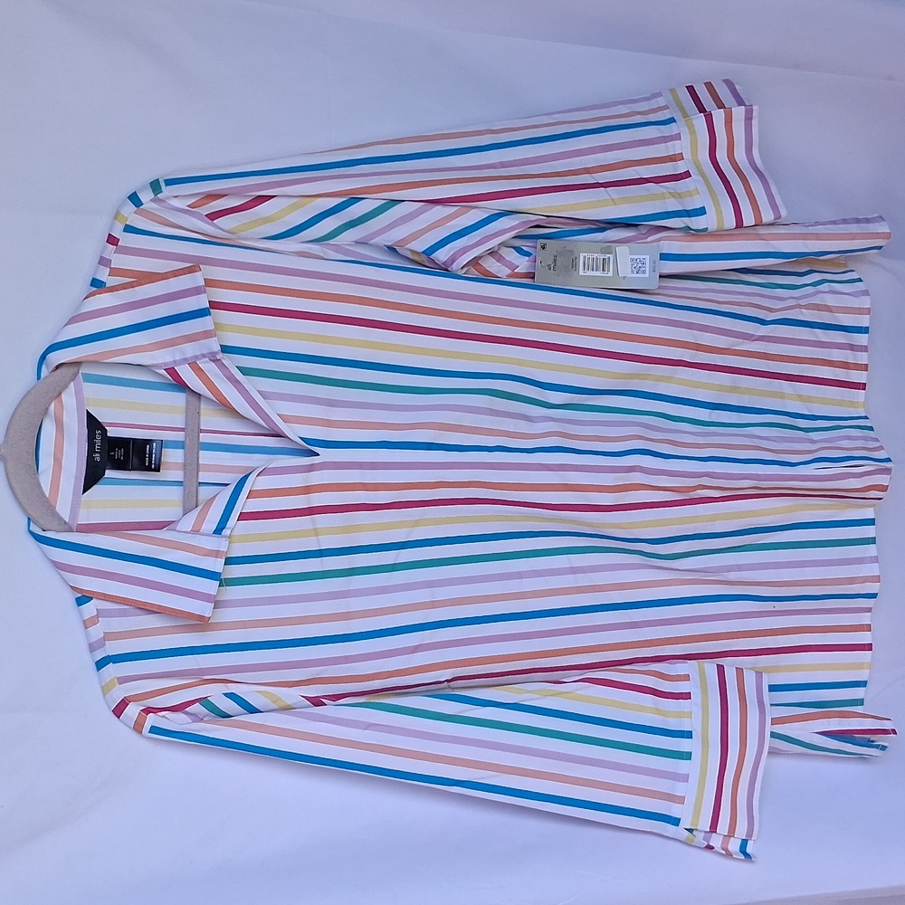 Ali Miles Striped Blouse Pastel L